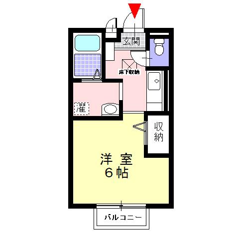 テックONE(1K/2階)の間取り写真
