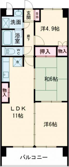 モンテベーネ(3LDK/2階)の間取り写真