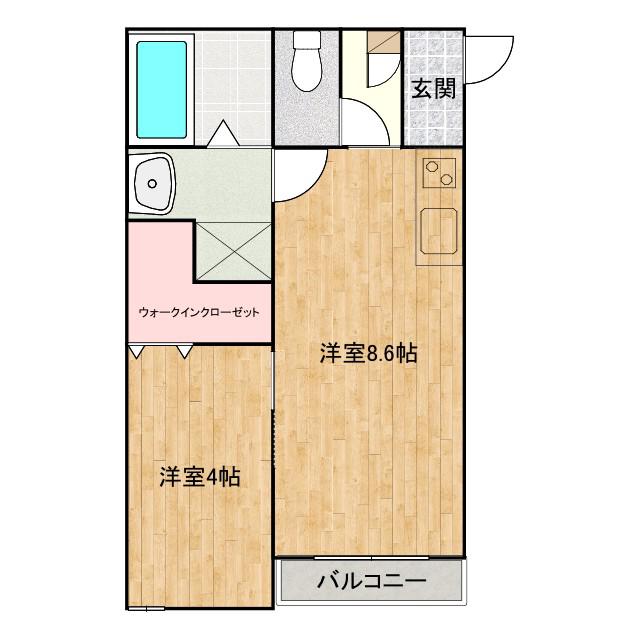 レジデンス ラル 三吉(1LDK/2階)の間取り写真