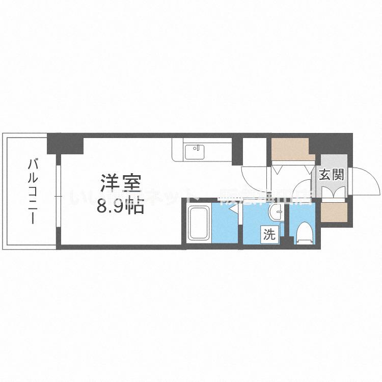 LOWLANDS西天満(1K/3階)の間取り写真
