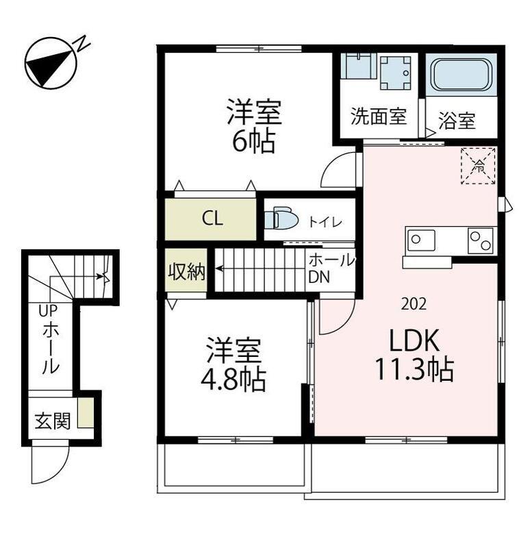 クリオコート2(2LDK/2階)の間取り写真