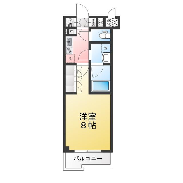 ルーブル川崎鷺沼(1K/1階)の間取り写真