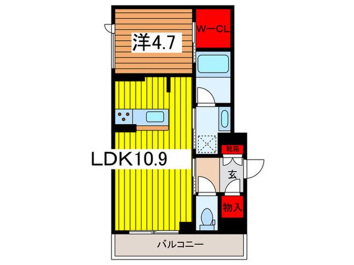 ヴィラデルソル(1LDK/3階)の間取り写真
