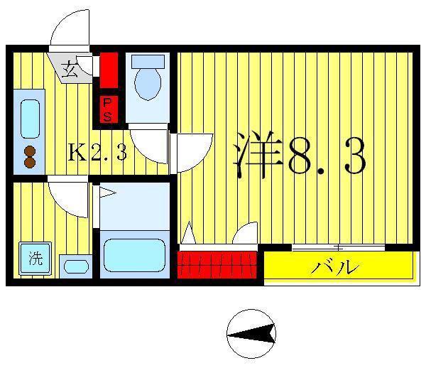 メゾンブランシュ(1K/2階)の間取り写真