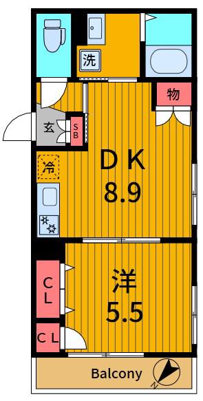 へーベルメゾン押上(1DK/1階)の間取り写真