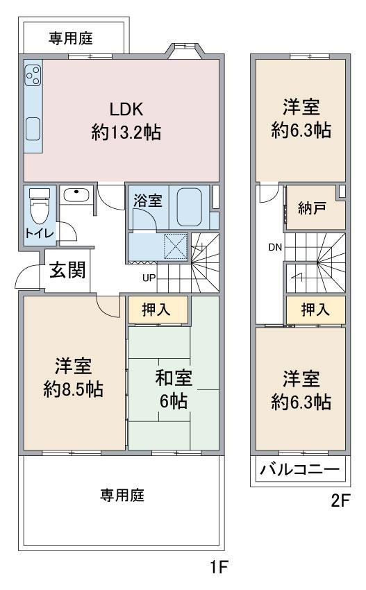 八事本町第二2号棟 1階(4SLDK/1階)の間取り写真