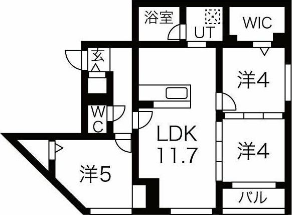 メニーズコート新道東タワー(3LDK/3階)の間取り写真