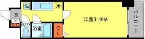 シェルクレール(1K/6階)の間取り写真