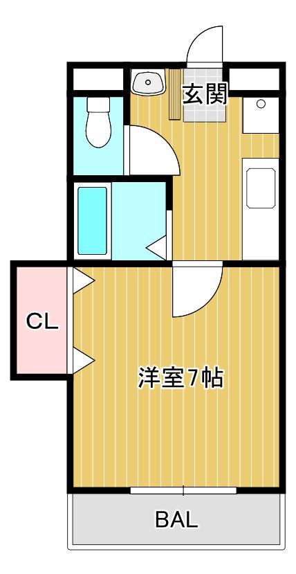 エスタシオン羽ノ浦(1K/1階)の間取り写真