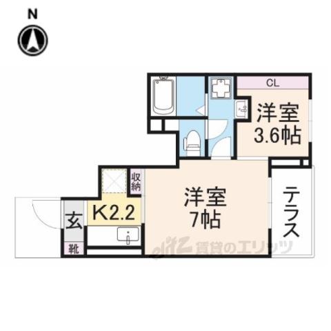 ヴィオラ パッソⅤ(1K/1階)の間取り写真