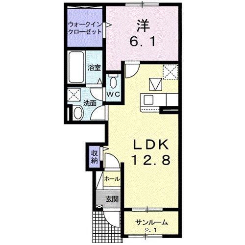 レジデンシア本原(1LDK/1階)の間取り写真