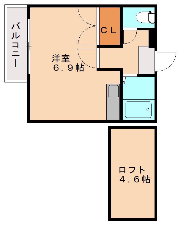 ポラリス下山門III(ワンルーム/2階)の間取り写真