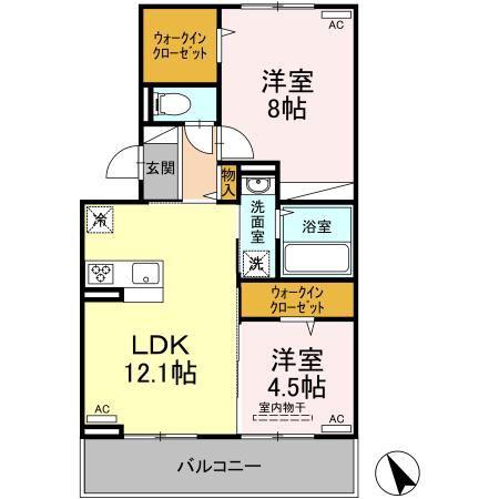 コンフィデンスS.S(2LDK/2階)の間取り写真