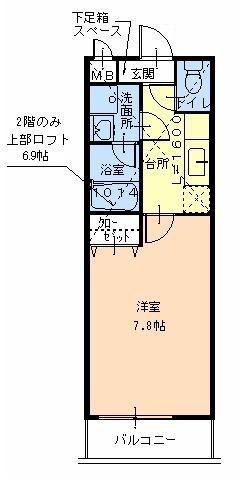 エスティームII番館(1K/2階)の間取り写真