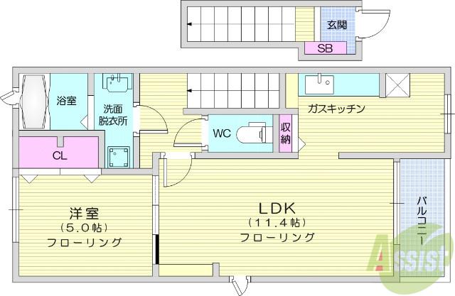 サニー・プロムナードⅡ(1LDK/2階)の間取り写真