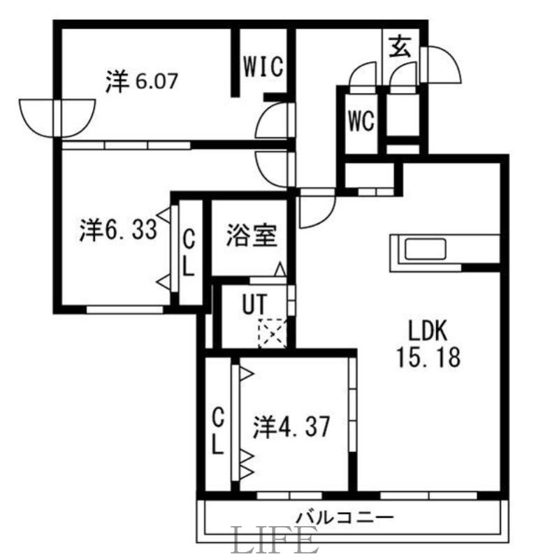 HIGHLIGHT FUKUZUMI GA-福住1-1MS A棟(3LDK/2階)の間取り写真