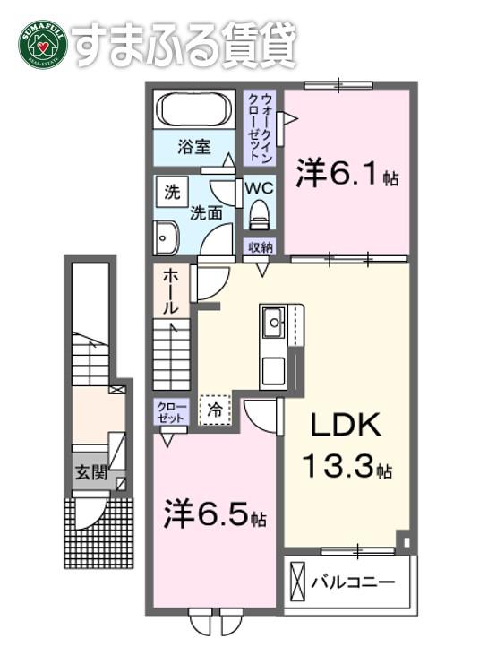 エル豊岡 I(2LDK/2階)の間取り写真