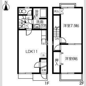 クレール嫁振B(2LDK/1階)の間取り写真