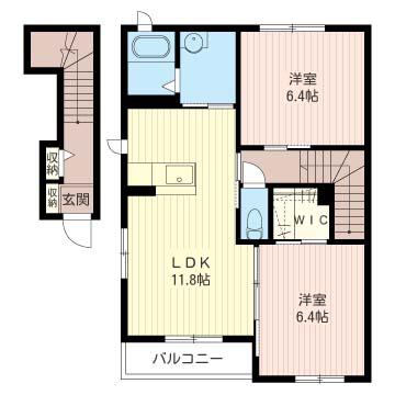 ウヴェール・メゾン安塚 C(2LDK/2階)の間取り写真