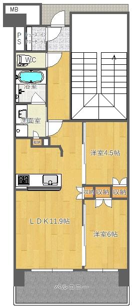 シエリアシティ千里山D棟(2LDK/7階)の間取り写真
