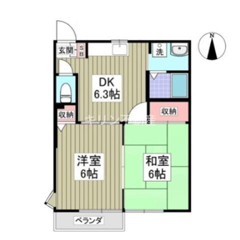 コンフォーレハイムレッド(2DK/2階)の間取り写真