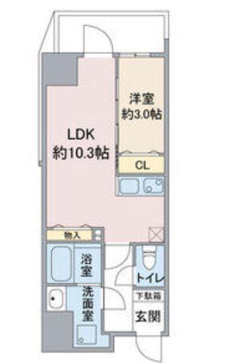 ブレストンコート金山(1LDK/2階)の間取り写真