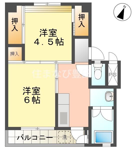ビレッジハウス田中第二(2K/2階)の間取り写真