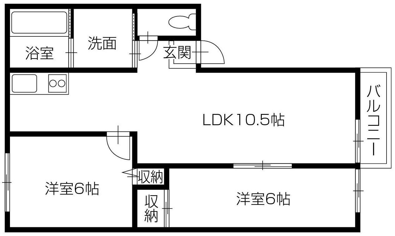 イノセントコーポ(2LDK/1階)の間取り写真
