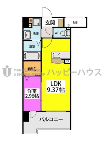 グレイス折尾(1LDK/6階)の間取り写真