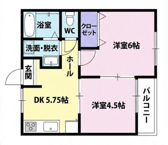 シュール・M(2DK/1階)の間取り写真