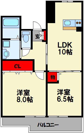 セントフォール笠松(2LDK/9階)の間取り写真