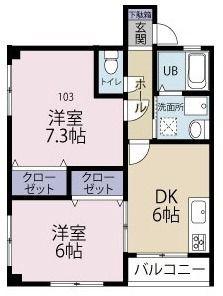 クロノス田名(2DK/1階)の間取り写真