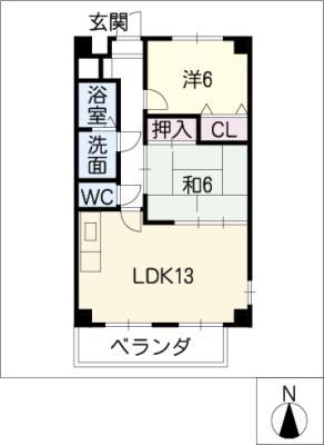 フォレスト笠松(2LDK/6階)の間取り写真