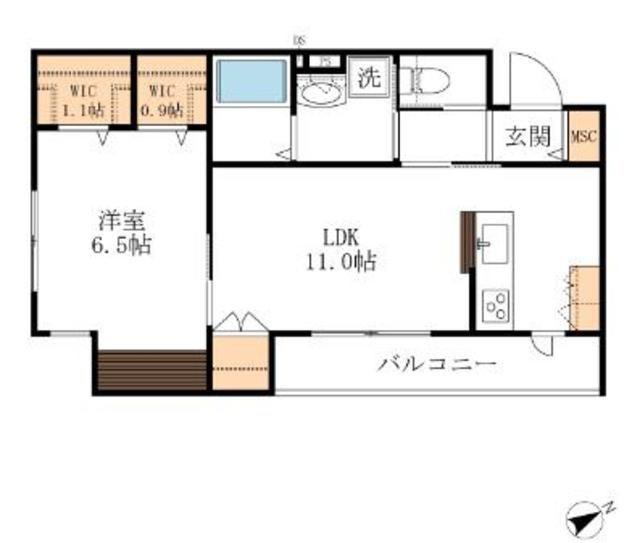 コンフォートピア(1LDK/2階)の間取り写真