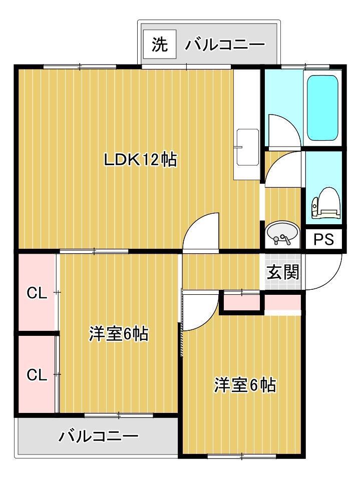 ハイム田中(2LDK/3階)の間取り写真