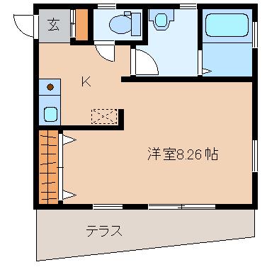 ラフォーレゆめが丘(1K/1階)の間取り写真