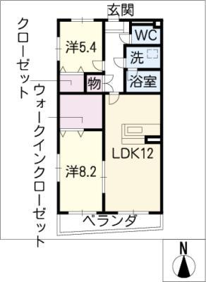 RESIDENCE MASA(2LDK/4階)の間取り写真