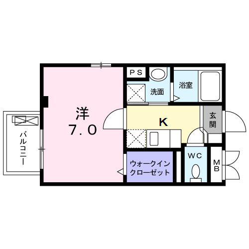 VILLA WISTERIA(1K/1階)の間取り写真