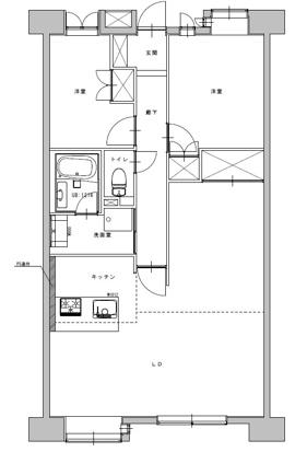ハイホーム川崎(2LDK/10階)の間取り写真