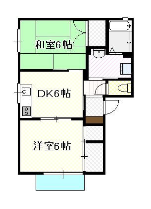 BLUEメゾン B(2DK/1階)の間取り写真