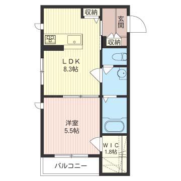 シャーメゾン立川(1LDK/2階)の間取り写真