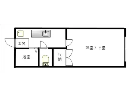 コーポカトレア(1K/1階)の間取り写真