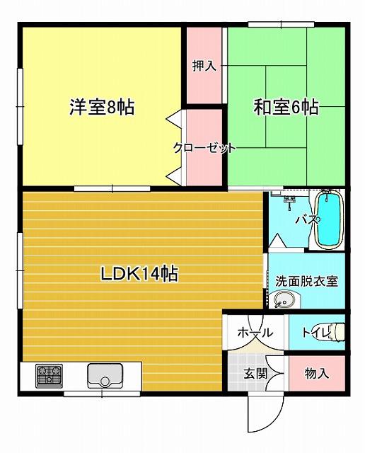 レークハイツ(2LDK/1階)の間取り写真