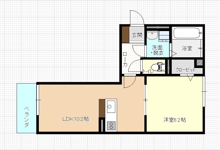 ル・シェル中庄II(1LDK/3階)の間取り写真