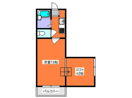 MJハイツ(1K/2階)の間取り写真