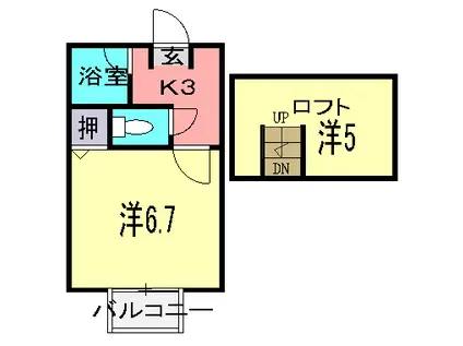 シティコート和泉(1K/2階)の間取り写真