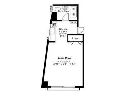ニューカーサ麻布(ワンルーム/3階)の間取り写真
