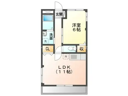 センティアHIRONO VI(1LDK/2階)の間取り写真