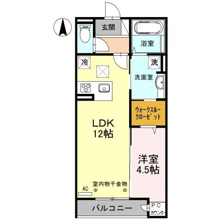 KANONカノン(1LDK/1階)の間取り写真