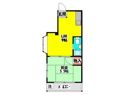 ウエストヒルズ御堂(1LDK/2階)の間取り写真